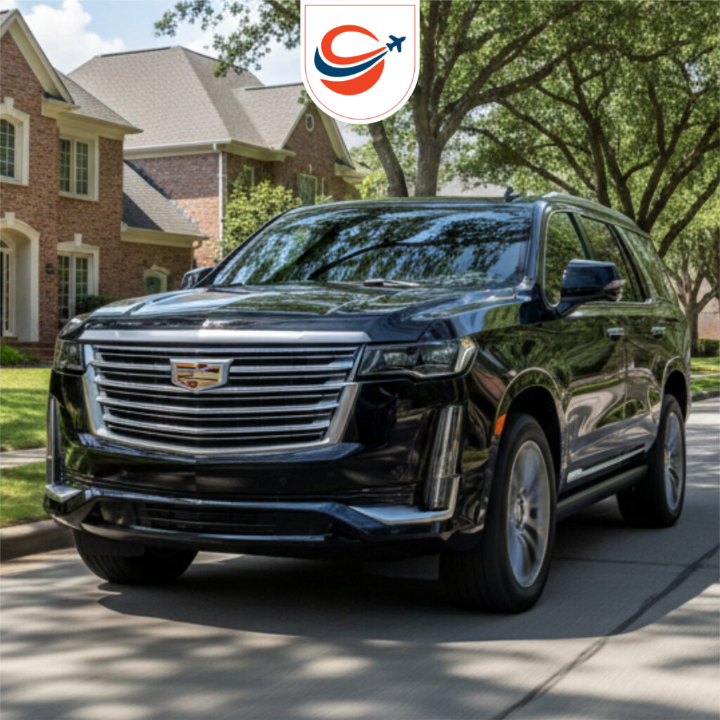 Black Cadillac SUV providing premium airport transportation by GA Konnect